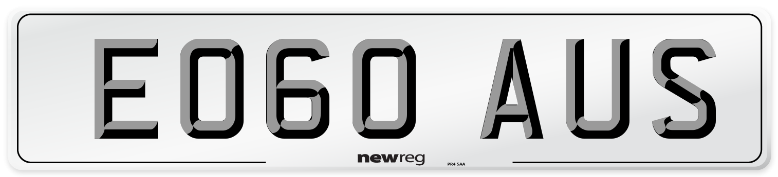 EO60 AUS Number Plate from New Reg